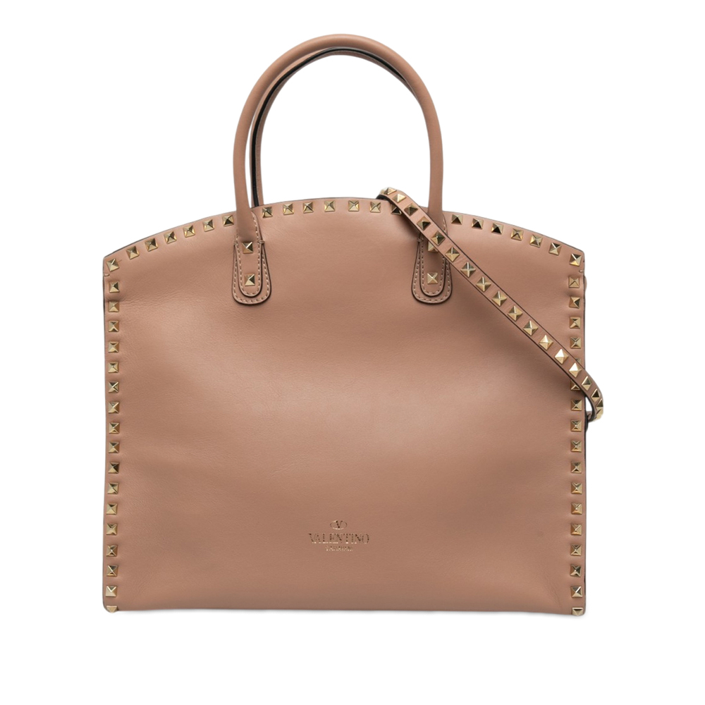 Pre-Loved Valentino Leather Rockstud Dome Shopper Satchel